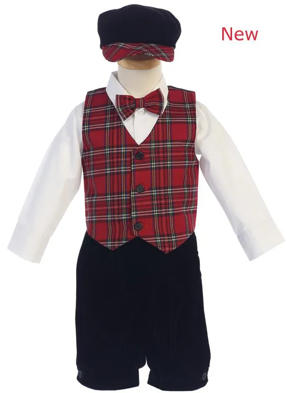 Boys Vest and Knickers Red Tartan Vest and Knickers Hoilday Set Lito C564