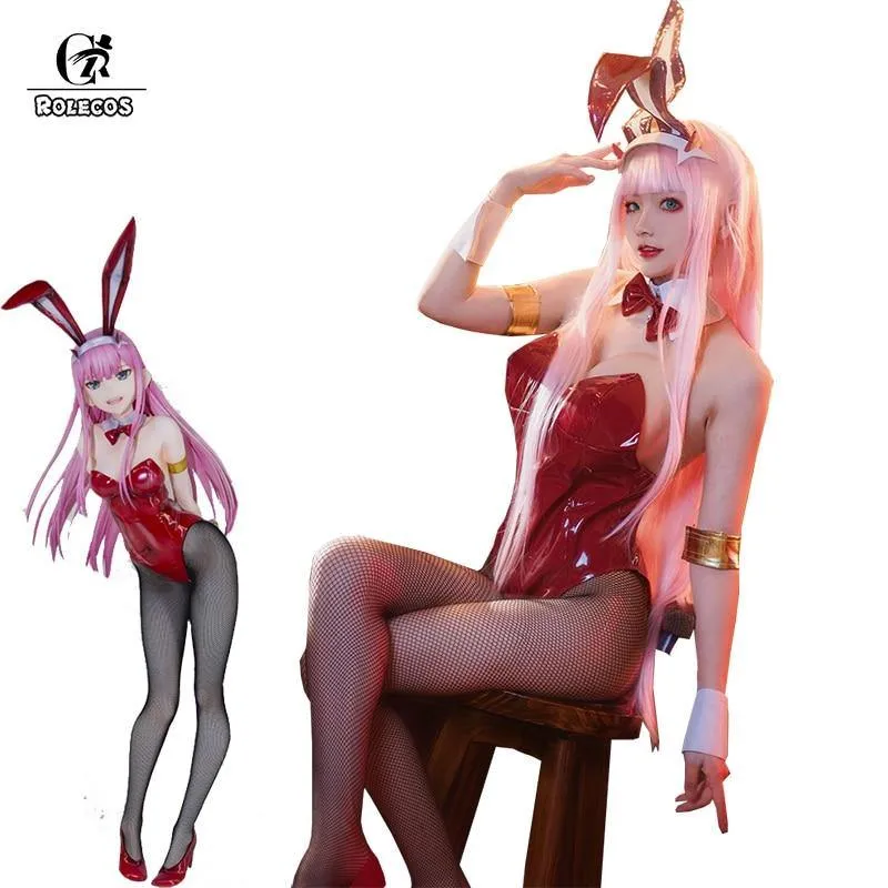 Bunny Cosplay Costume Red Leather Women Jumpsuit Zero Two Waifu Darling in the Franxx