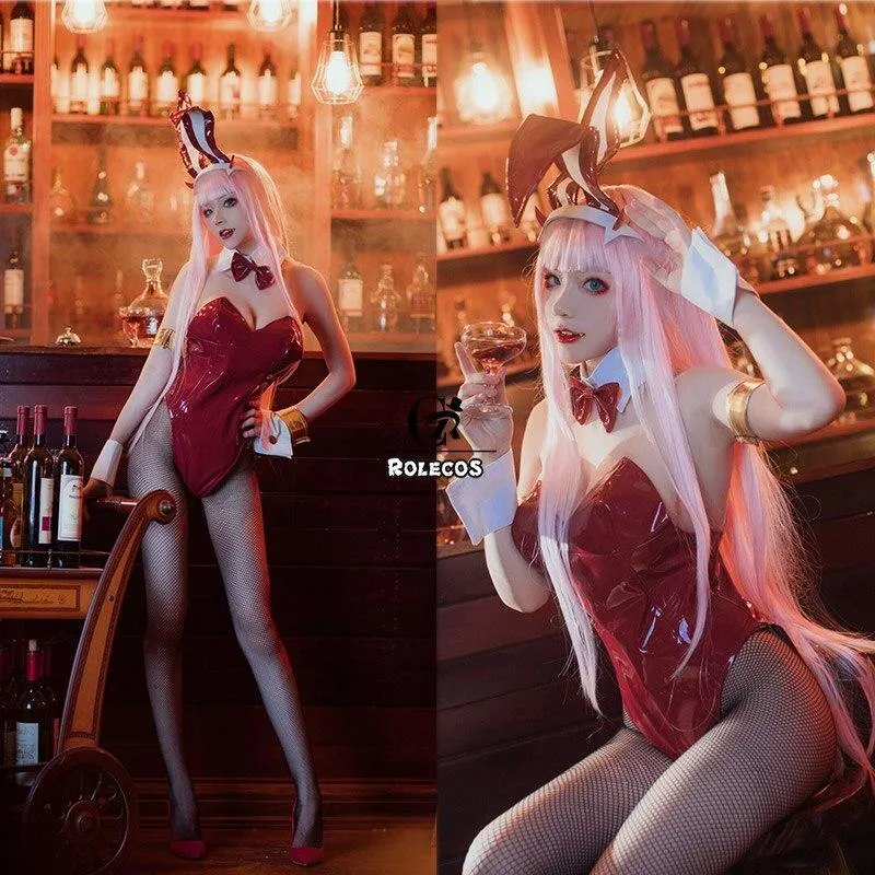 Bunny Cosplay Costume Red Leather Women Jumpsuit Zero Two Waifu Darling in the Franxx