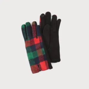 Caracol Stretch Knit Gloves 9002-RED Navy/Red Plaid