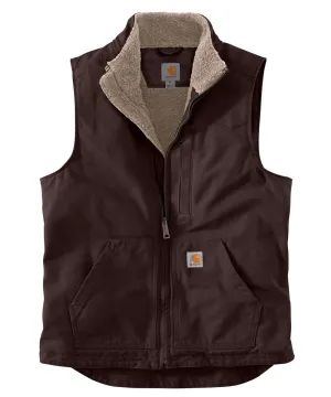 Carhartt Washed Duck Sherpa-Lined Mock Neck Vest - Dark Brown