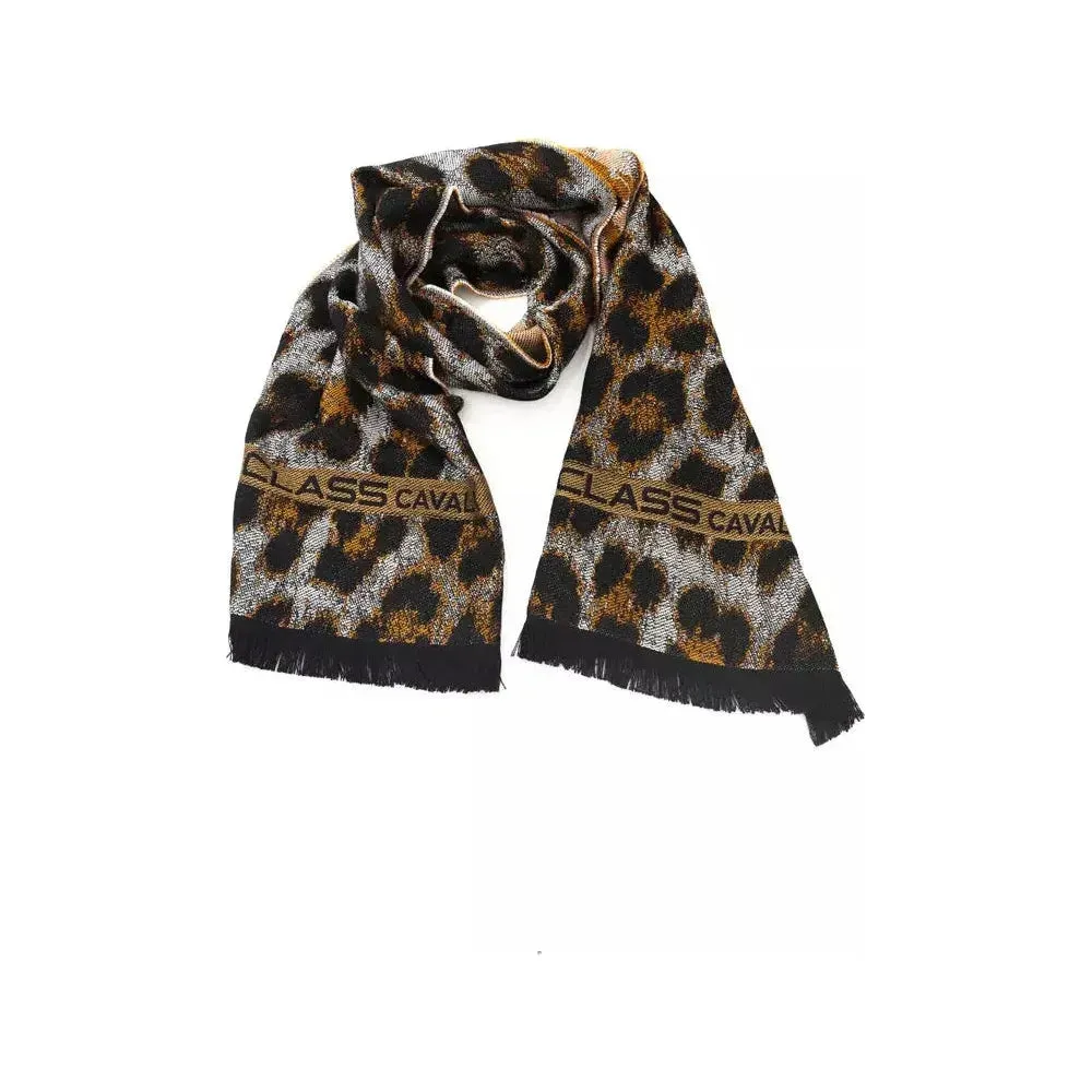 Cavalli Class Brown Wool Men Scarf