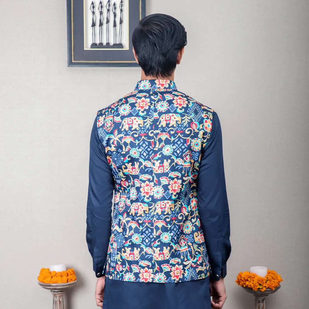 Chanakya Abstract Print Nehru Jacket