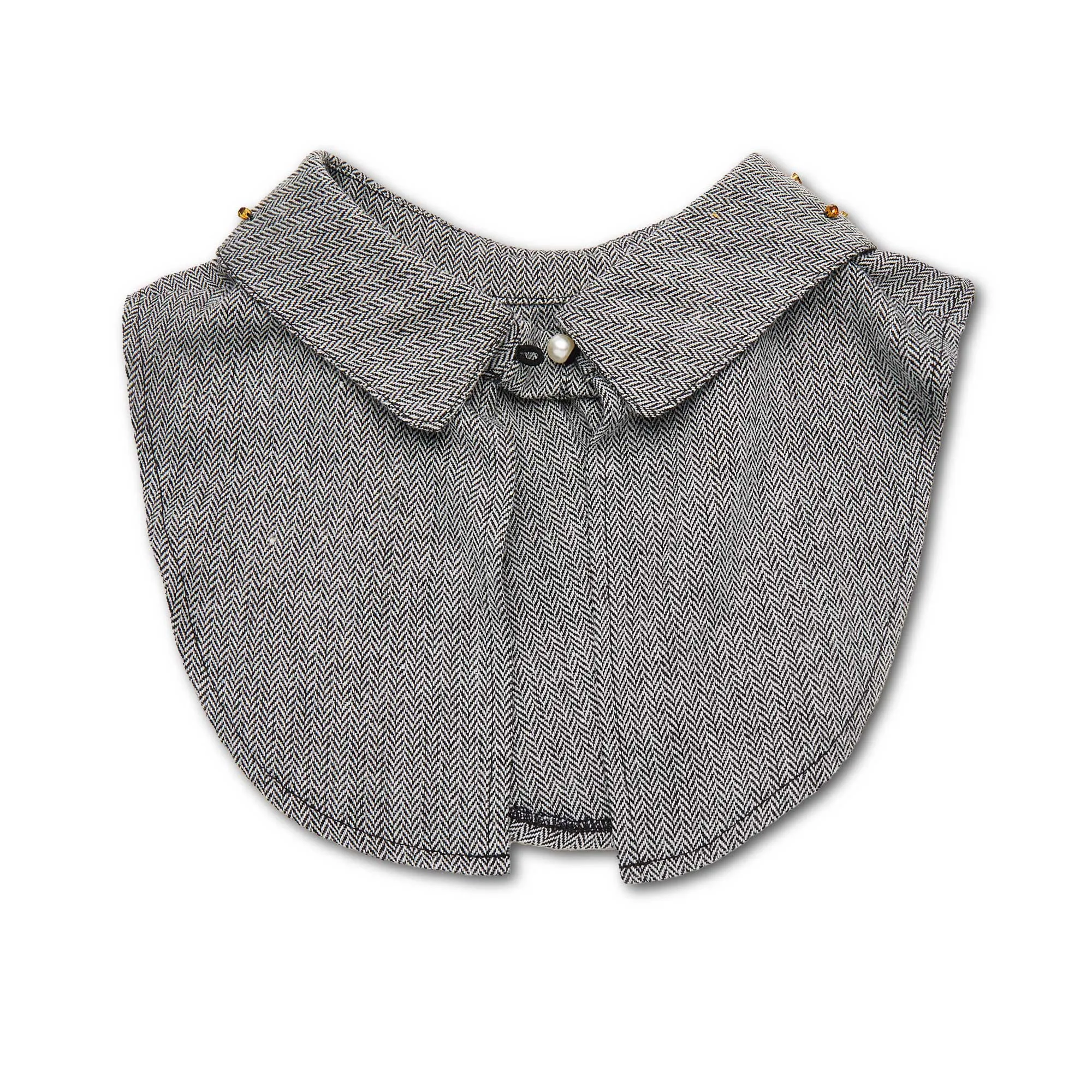 CHARCOAL TWILL PAYTON MIXED CRYSTAL POINTED COLLAR