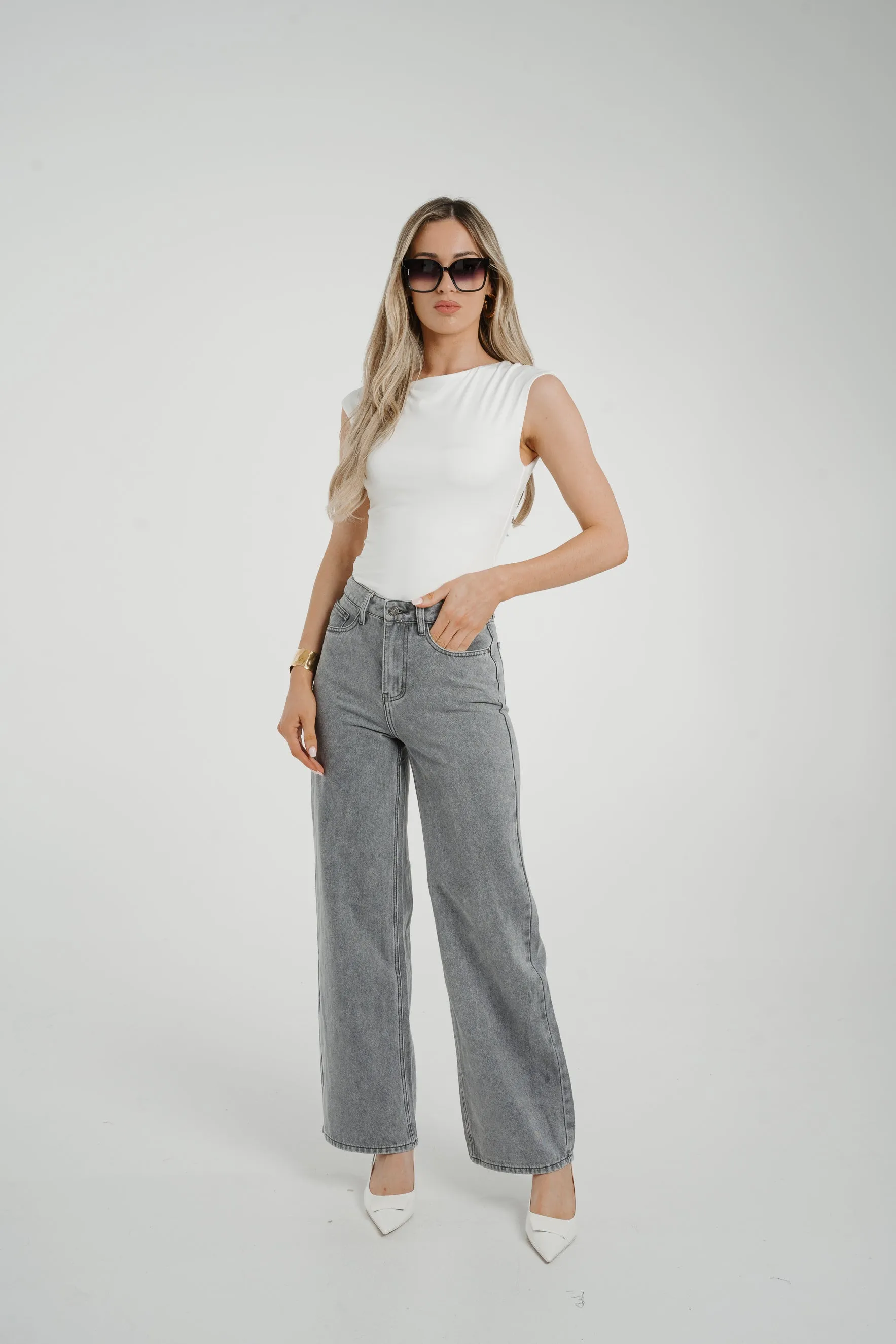 Cindy Wide Leg Jean In Grey