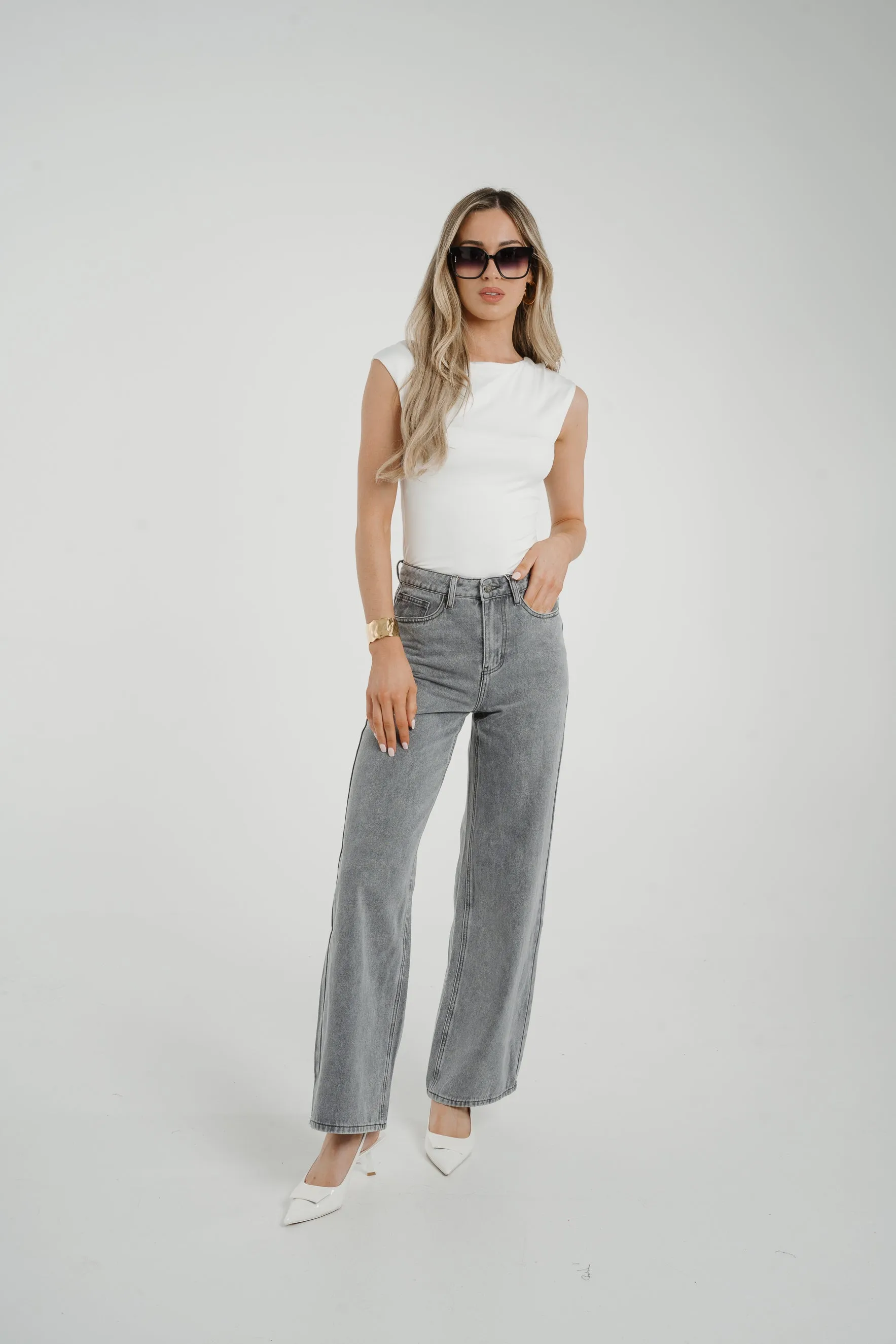 Cindy Wide Leg Jean In Grey