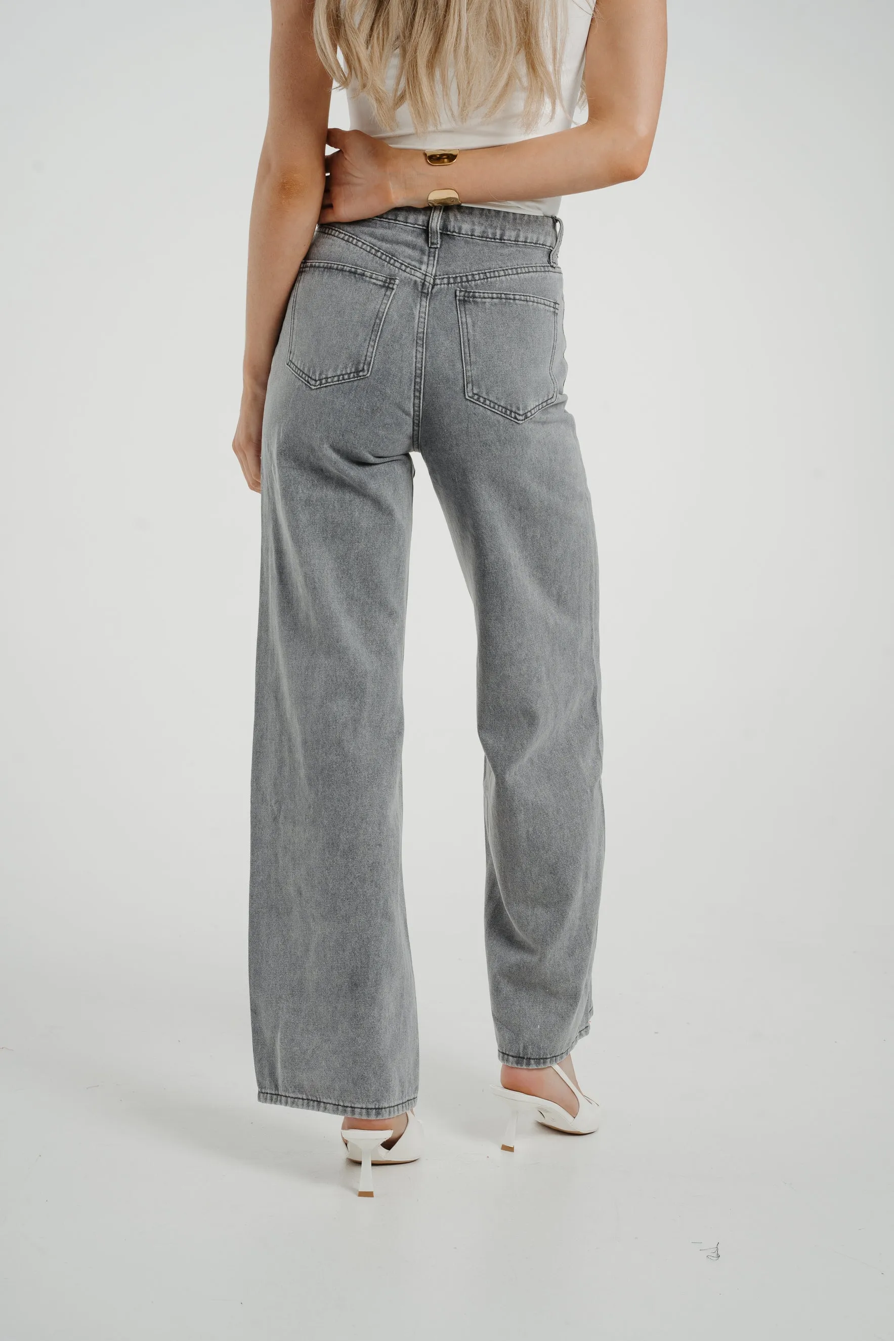 Cindy Wide Leg Jean In Grey