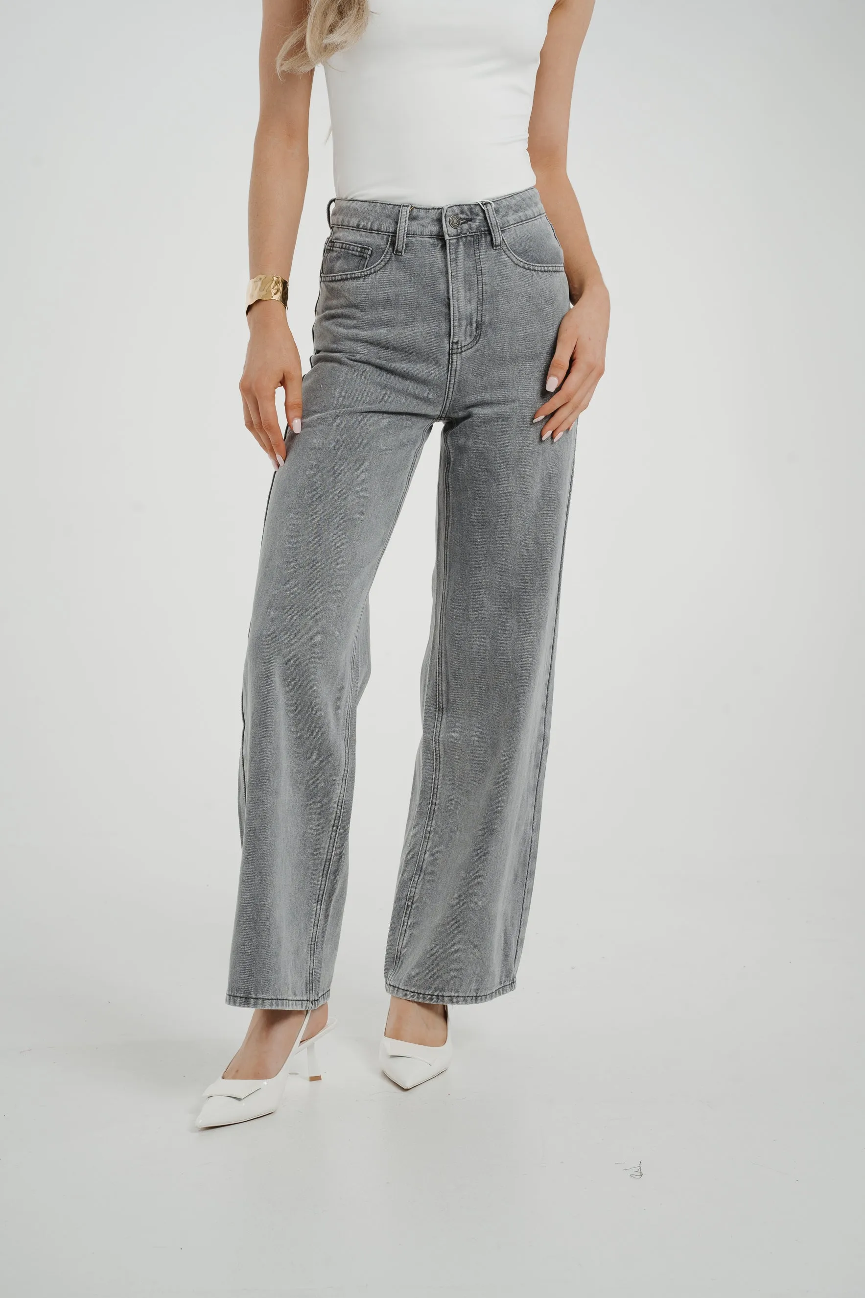 Cindy Wide Leg Jean In Grey