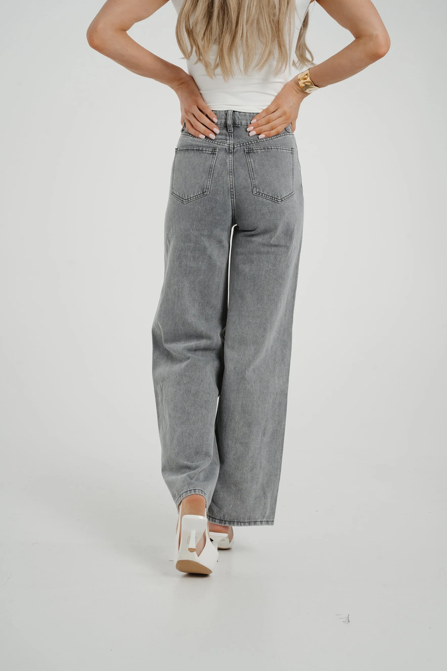 Cindy Wide Leg Jean In Grey