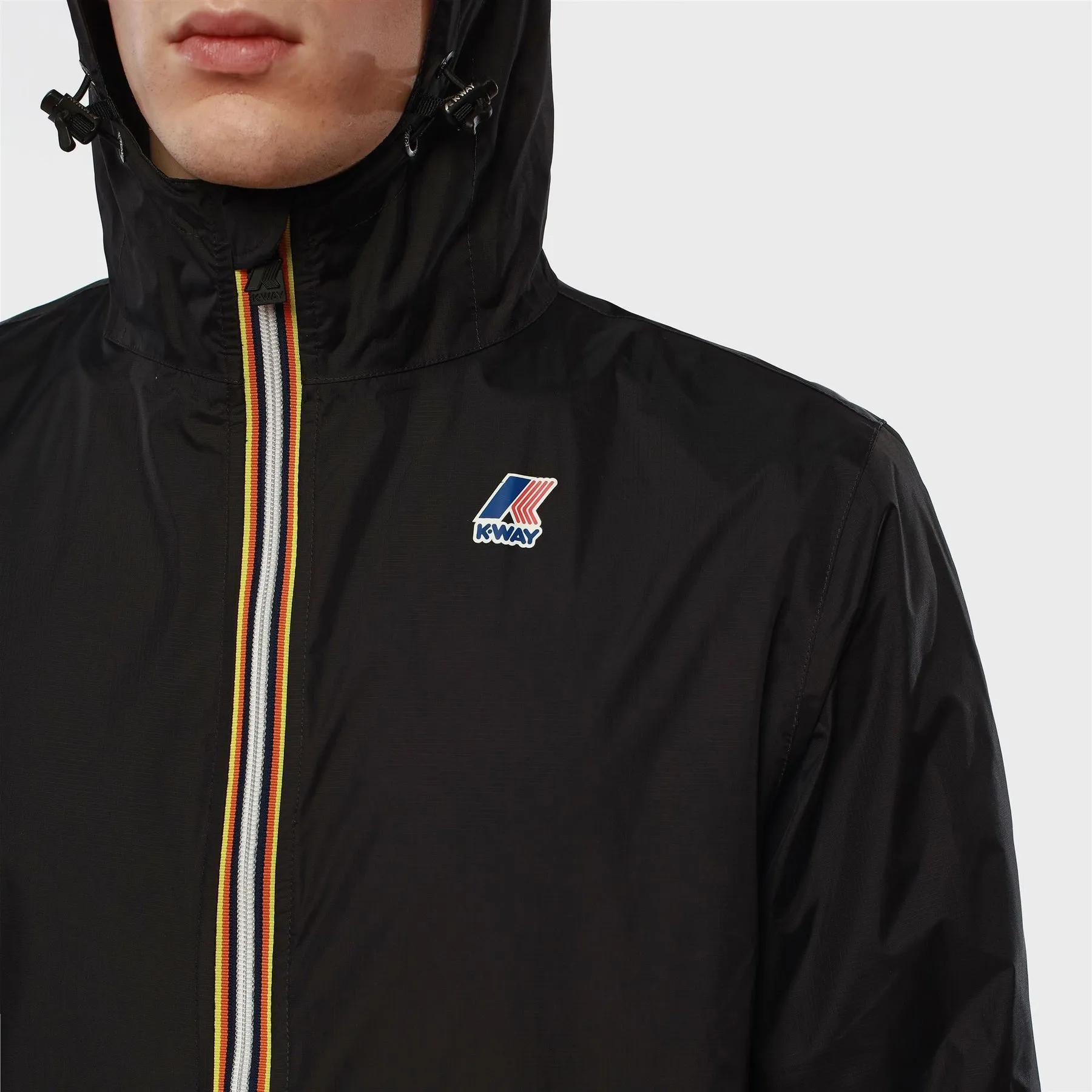 Claude - Unisex Packable Full Zip Waterproof  Rain Jacket in Black