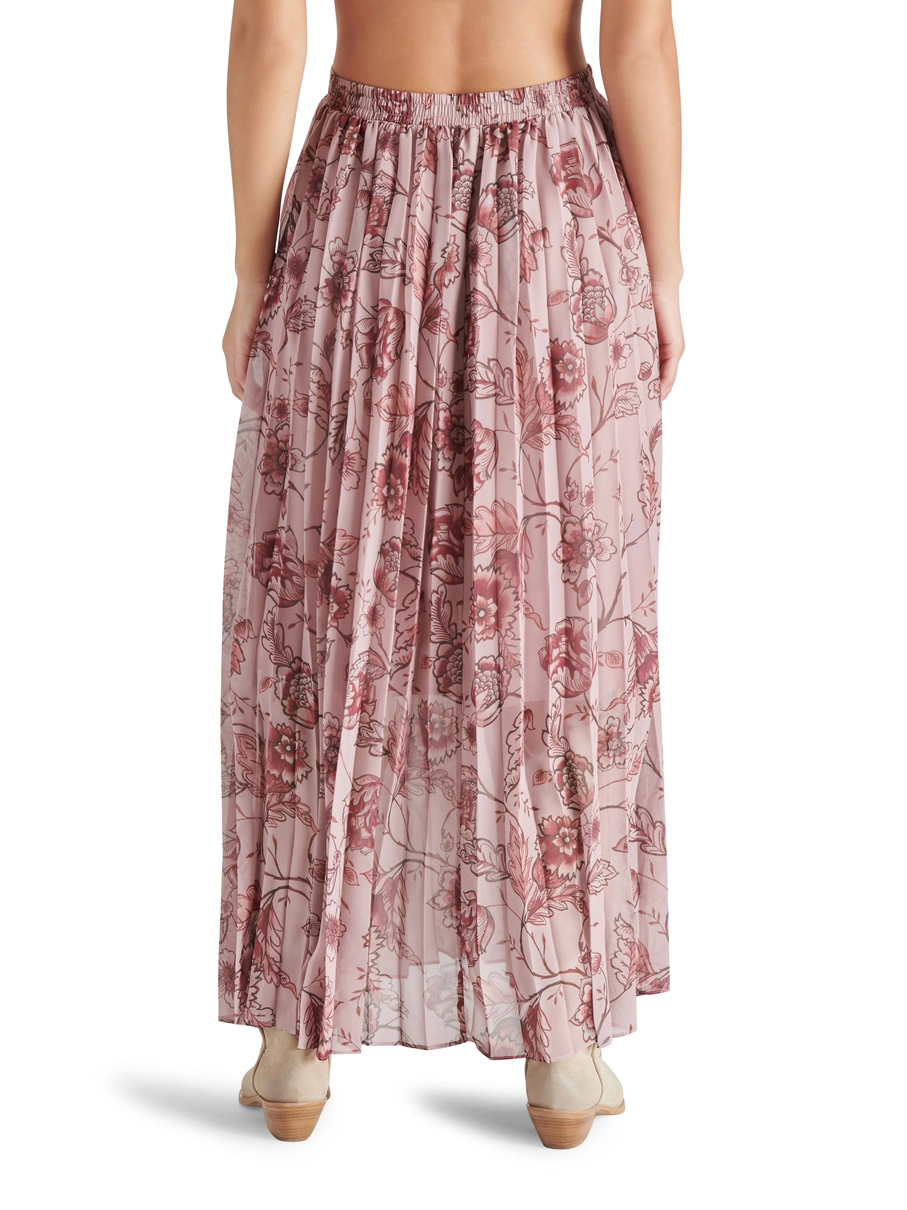 Coppola Pleated Midi Skirt, Blush | Steve Madden