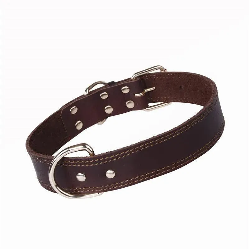 Cowhide Dog Collar with Vintage Copper Hook Buckle