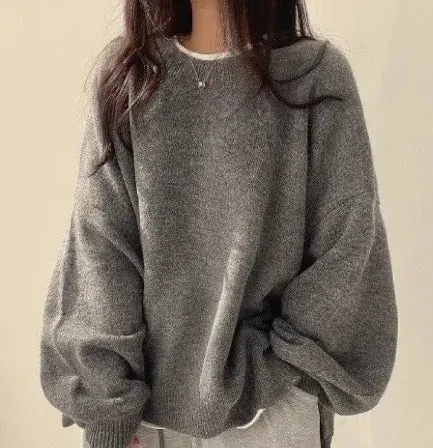 Crew Neck Pullover Sweater For Women