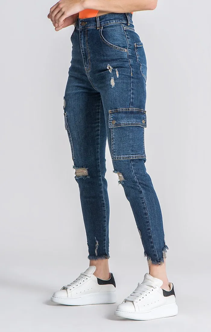 Dark Blue Core Cargo Jeans