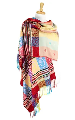 DBS056-11 Champagne Rainbow Colorful Pashmina Shawl Scarf