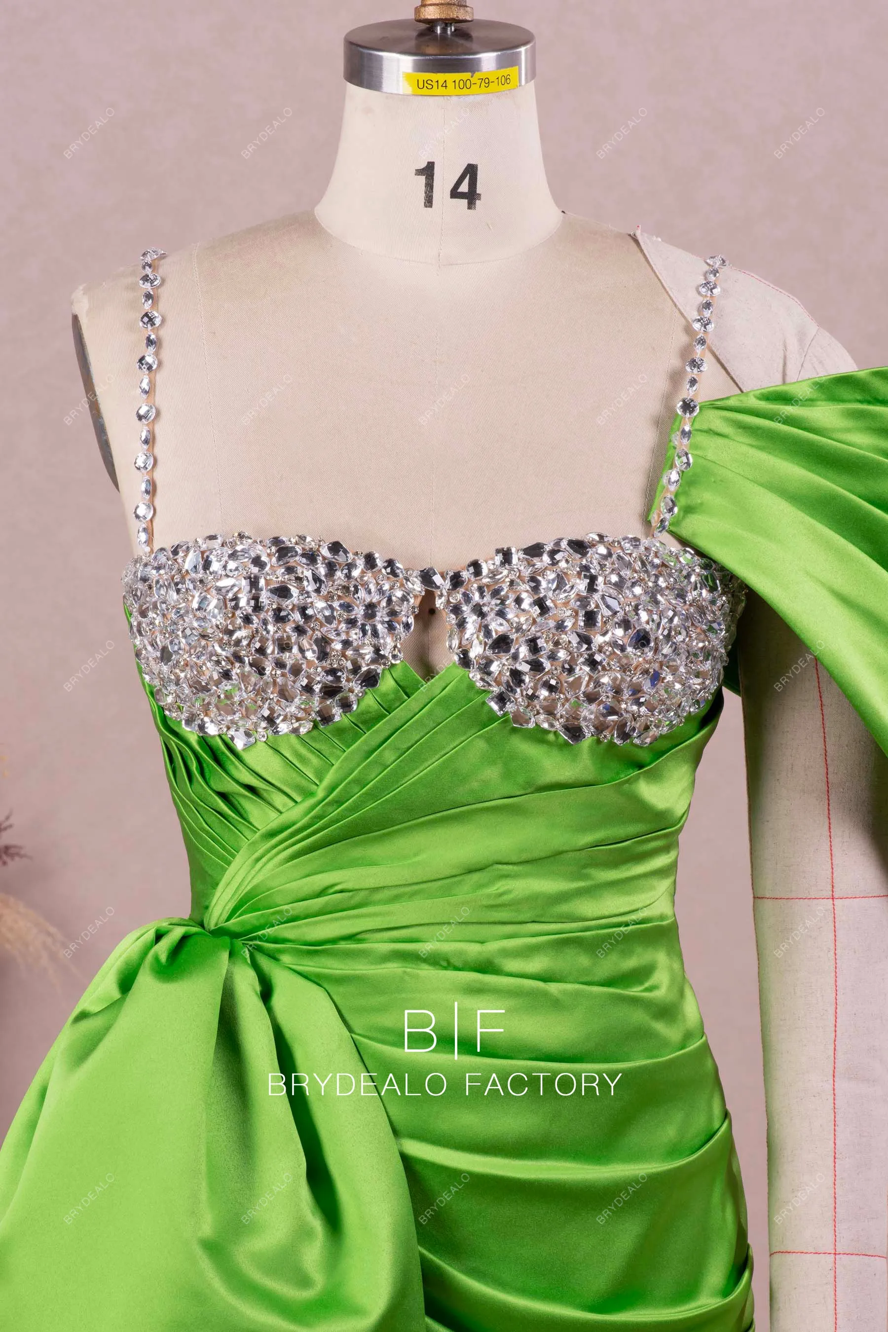 Designer Green Asymmetric Sparkly Cocktail Dress