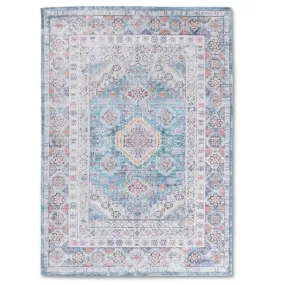 Distressed Blue Washable Rug