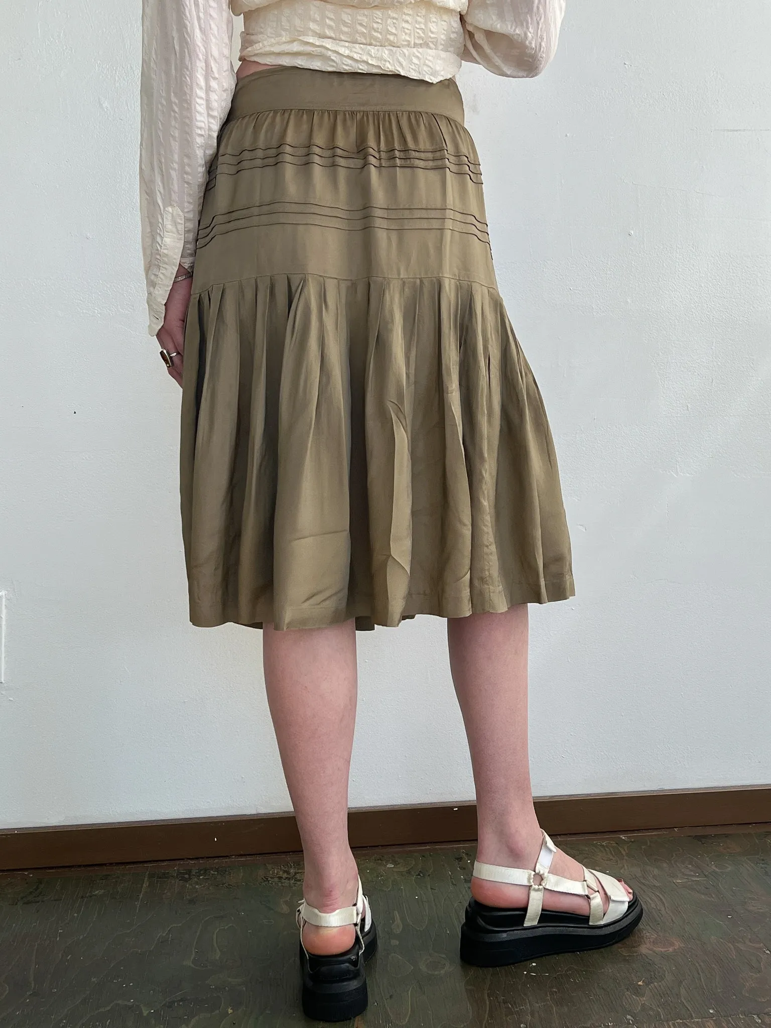 Dries van Noten Sand Pleated Skirt (M)