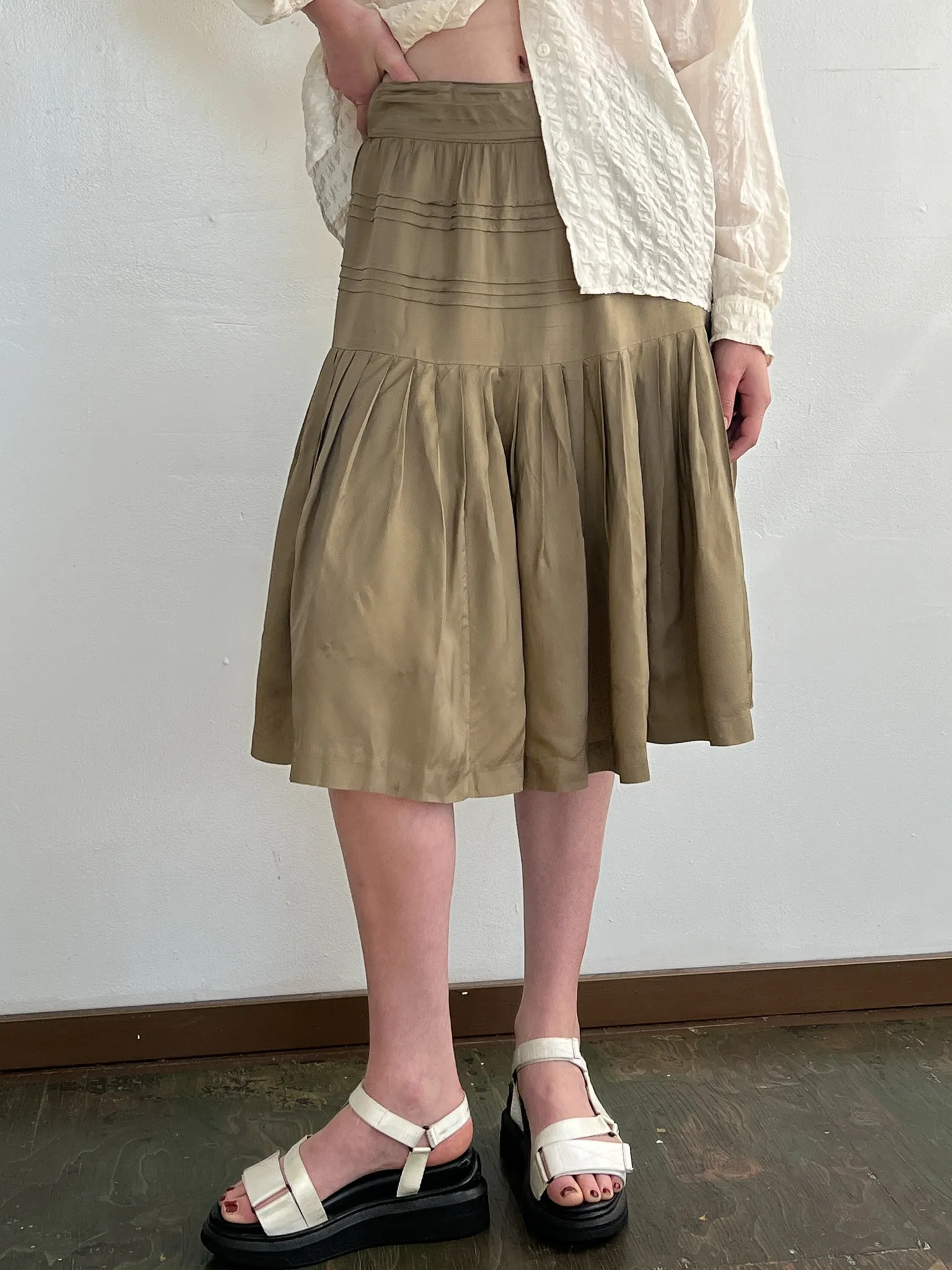 Dries van Noten Sand Pleated Skirt (M)