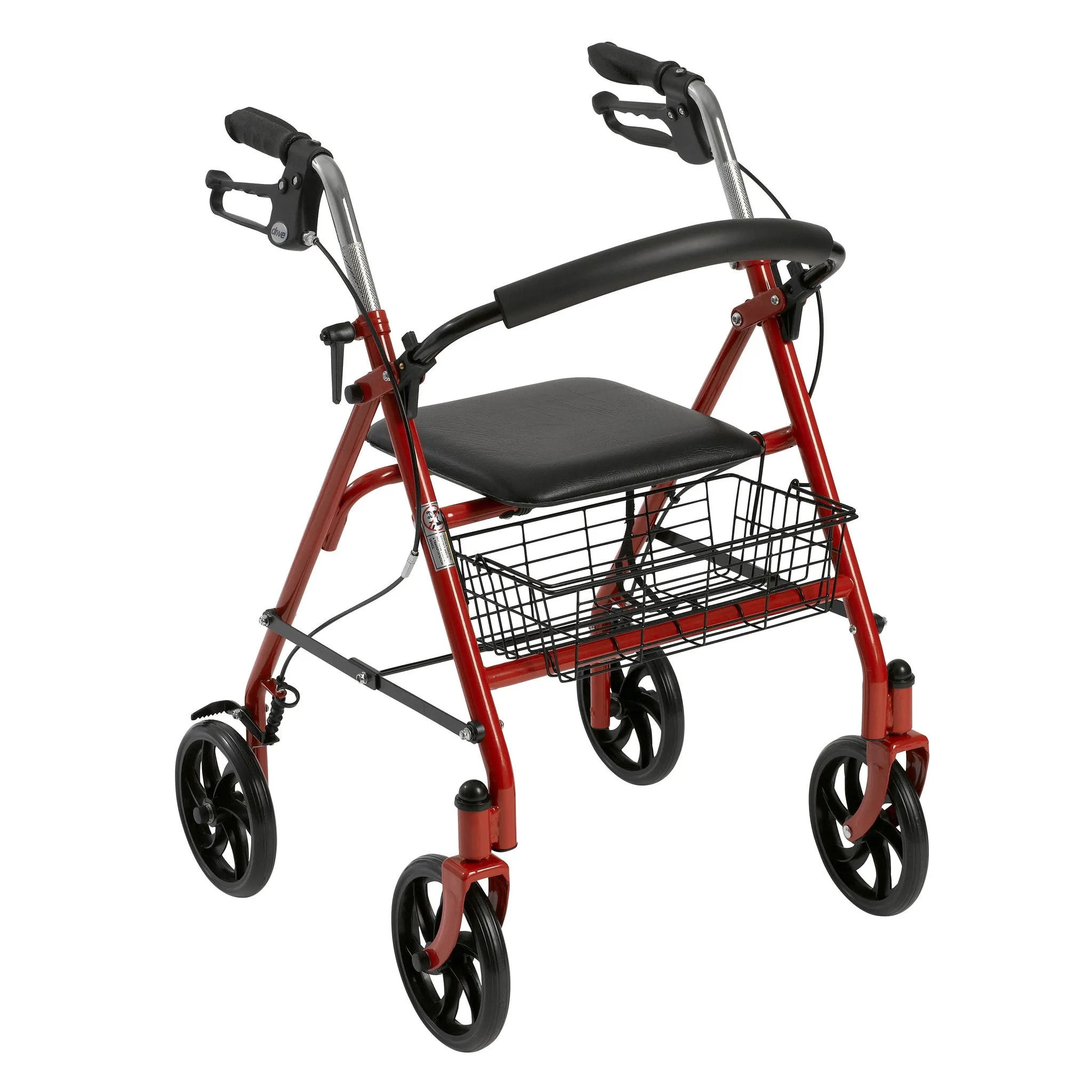 Durable 4 Wheel Rollator with 7.5" Casters (Red)