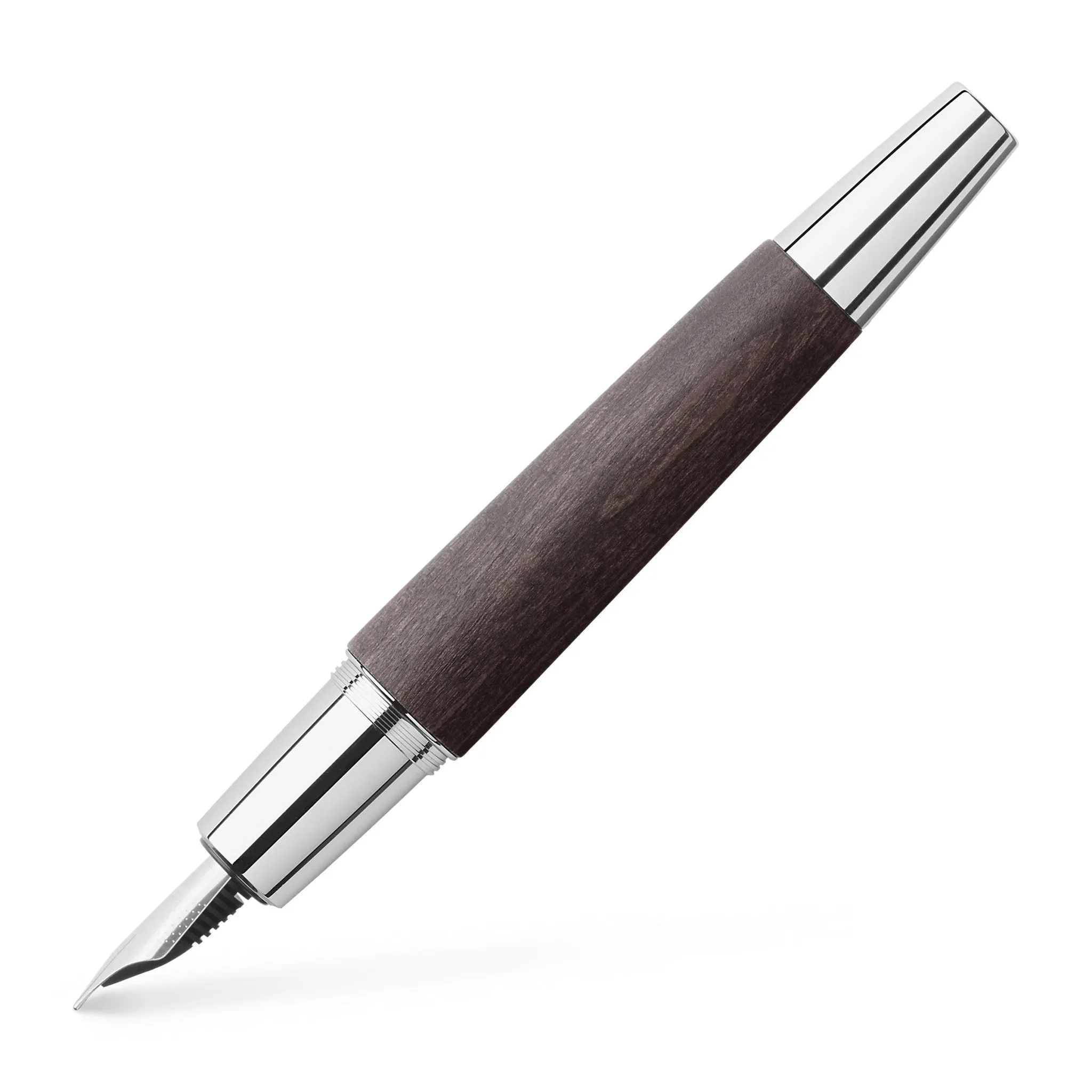 e-motion Fountain Pen, Wood & Polished Chrome - Black