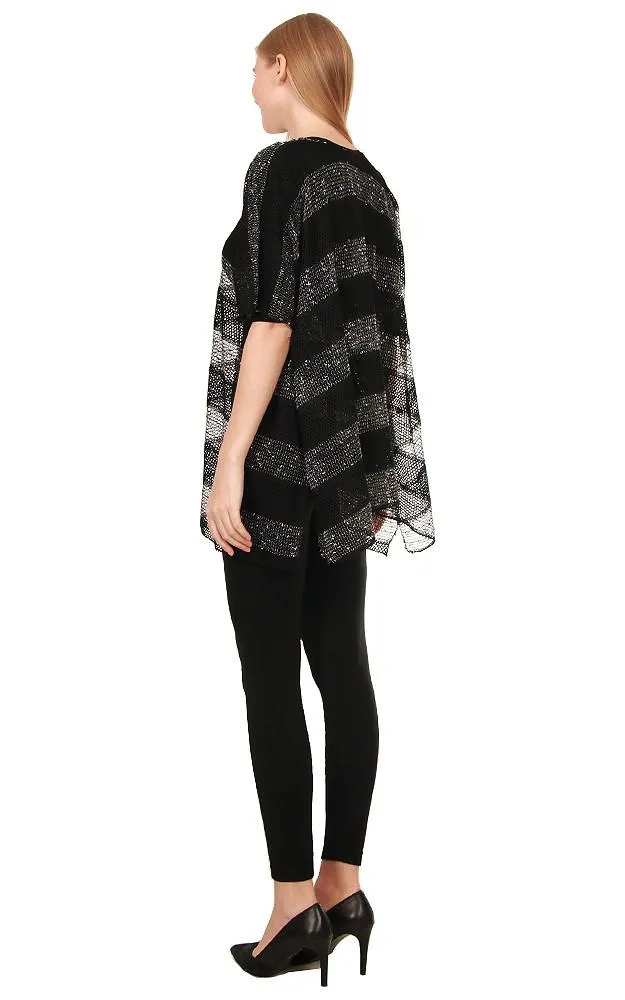 EA8767 Metallic Stripe Net Poncho