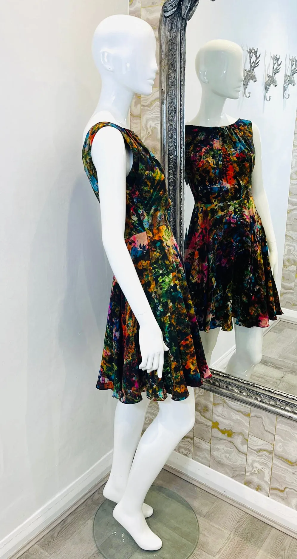 Erdem Fit & Flare Printed Silk Dress. Size 8UK