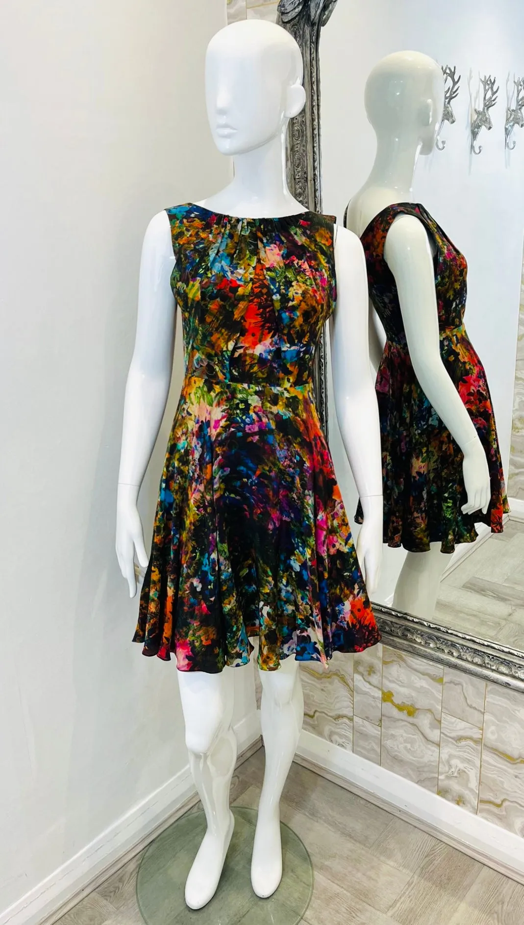 Erdem Fit & Flare Printed Silk Dress. Size 8UK