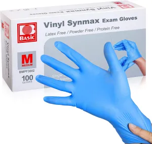 Ever Ready Disposable Vinyl Blue Exam Gloves, Powder-Free & Latex-Free Gloves, Size Medium