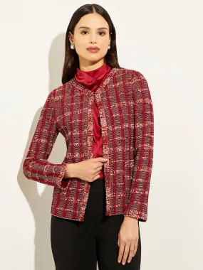 Eyelash Tweed Plaid Knit Jacket