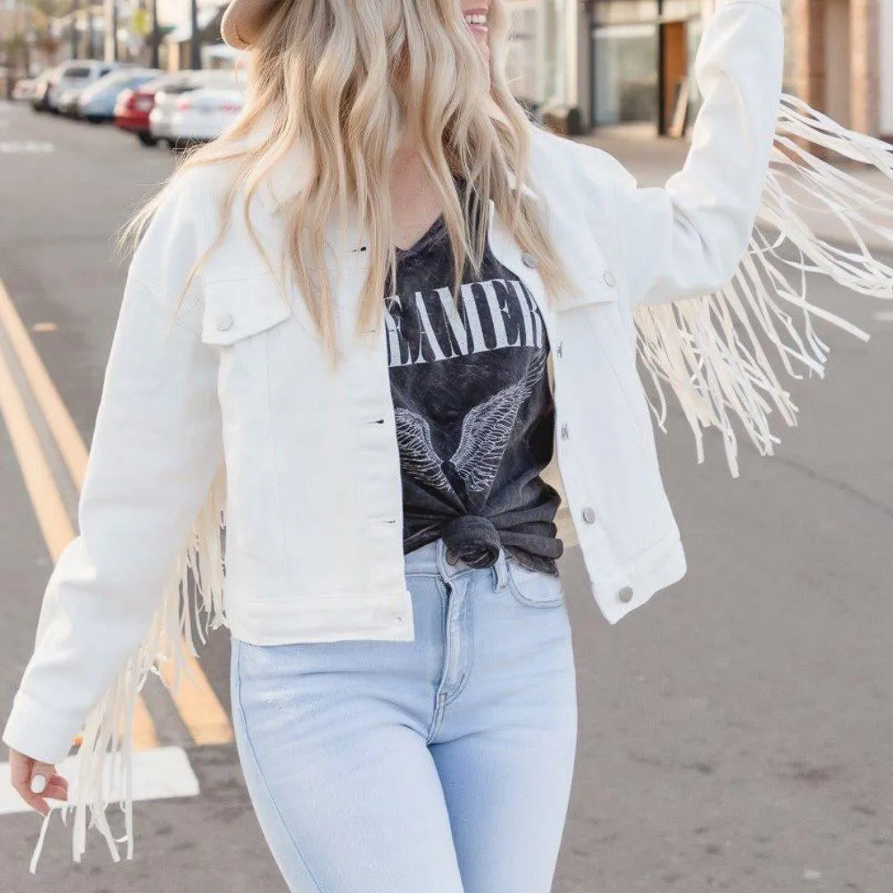 Festival Gypsy Western Fringe Denim Jacket With-Tassels