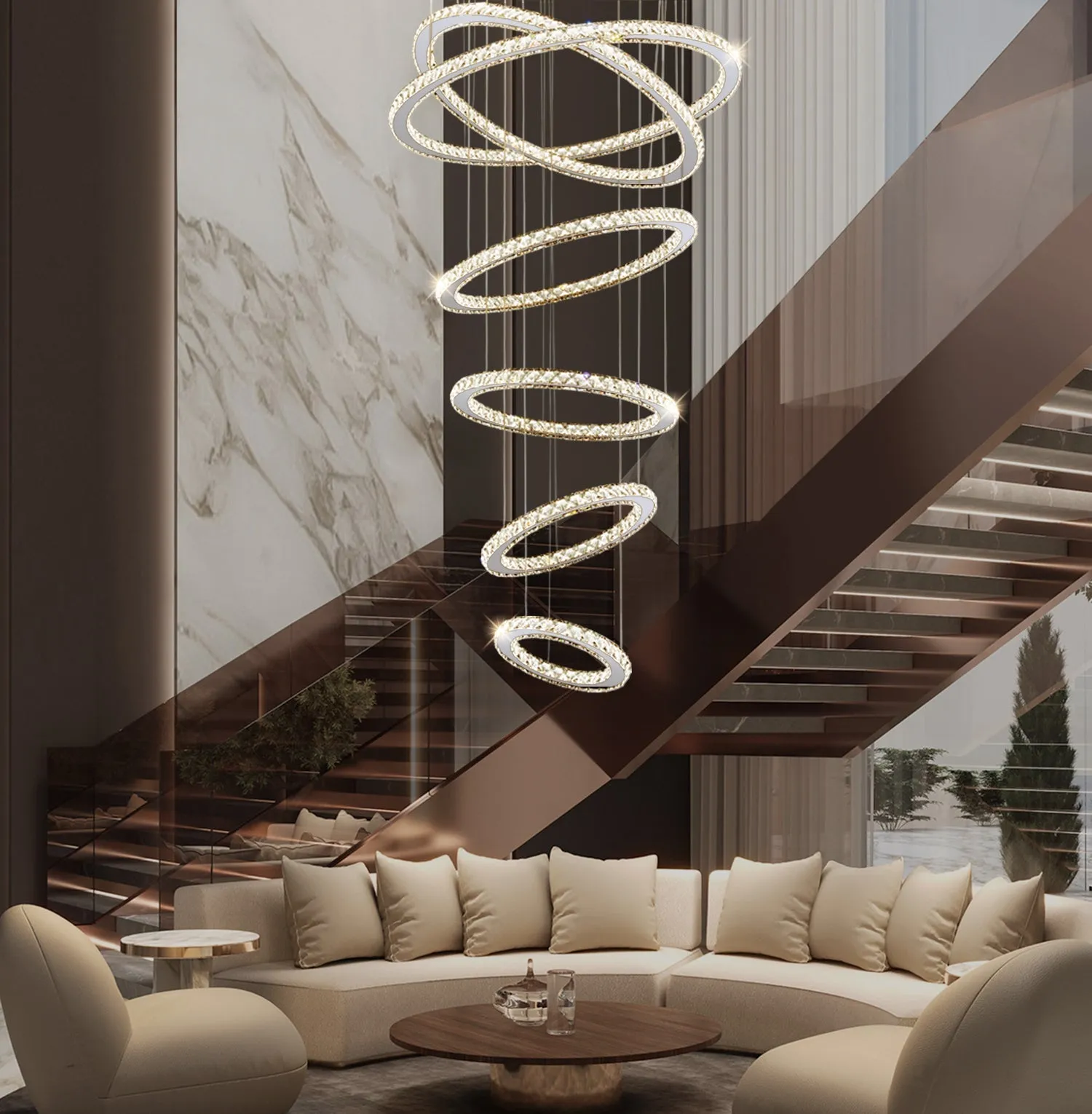 Five & Six Ring Crystal Chandelier