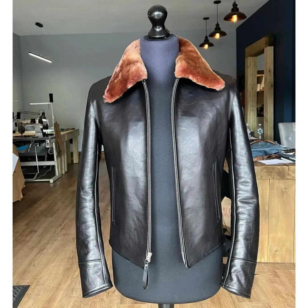 Fur Collar Black Leather Jacket