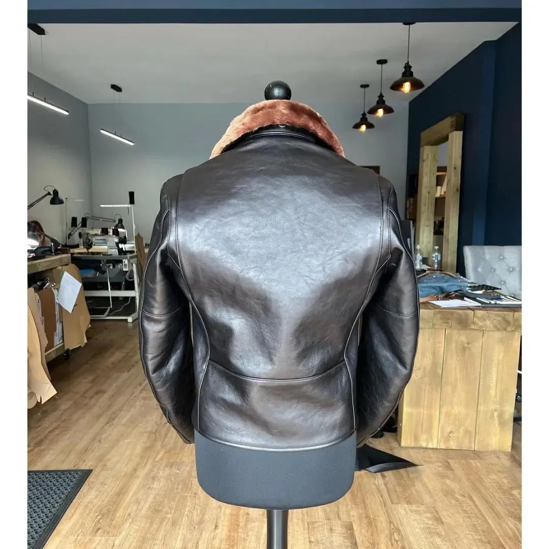 Fur Collar Black Leather Jacket