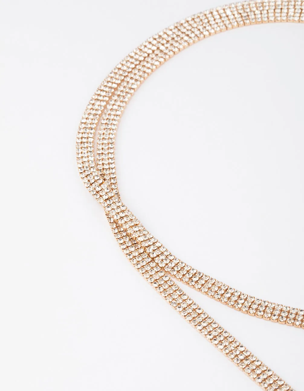 Gold Triple Row Cup Chain Scarf Necklace