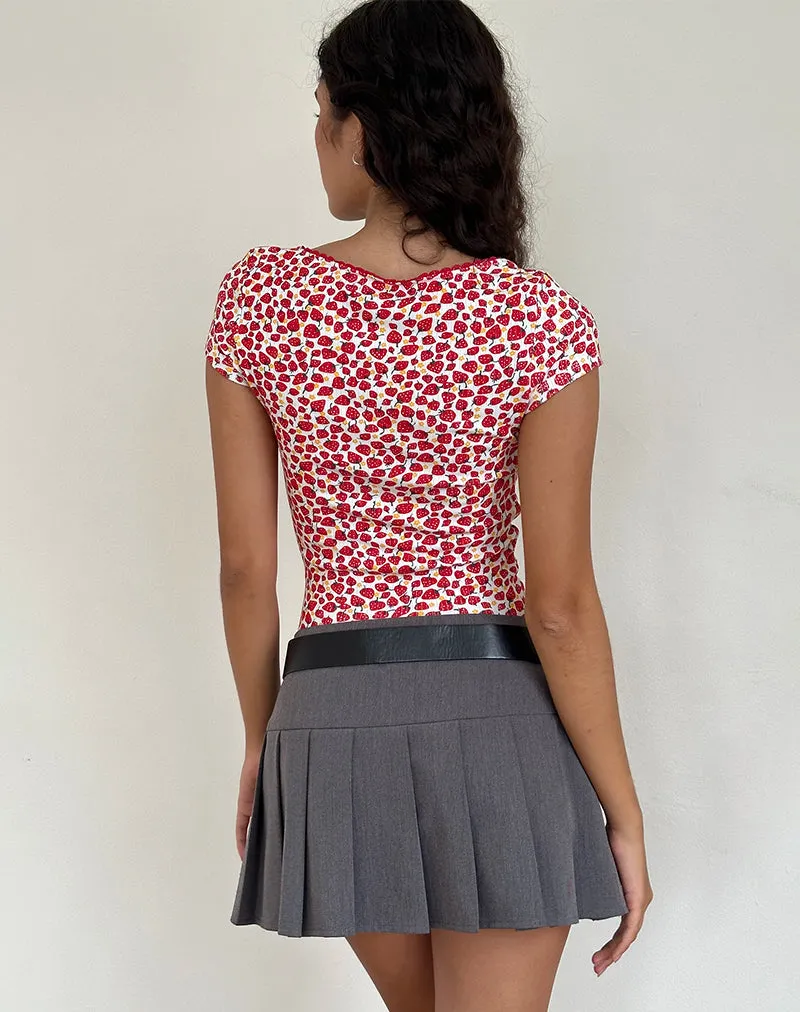 Grodi Fitted Top in Strawberry 2023 Print