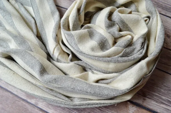 Hand-loomed Silk Scarf - Grey Stripe