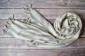 Hand-loomed Silk Scarf - Grey Stripe