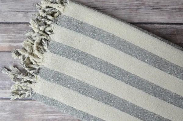 Hand-loomed Silk Scarf - Grey Stripe