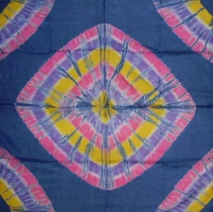 Handcrafted Cotton Tie Dye Scarf 42 x 42 Blue