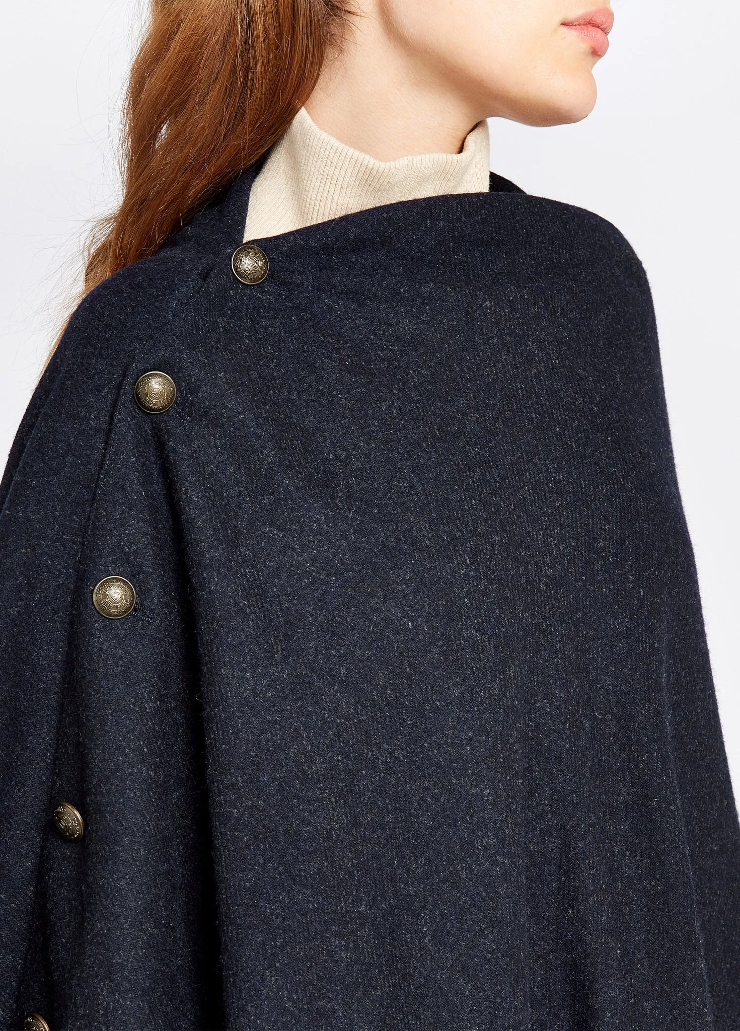 Hazelwood Tweed Poncho - Navy