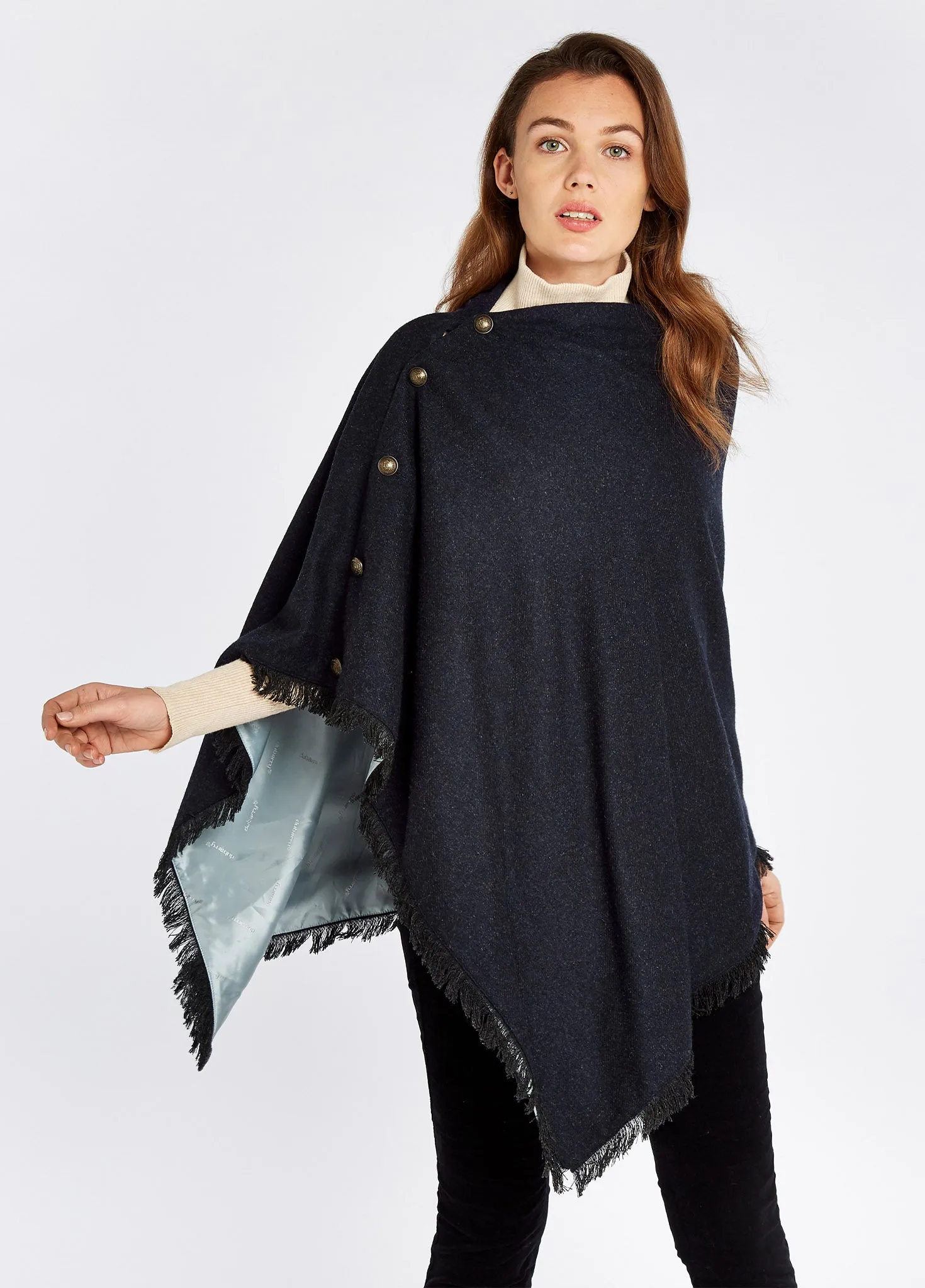 Hazelwood Tweed Poncho - Navy