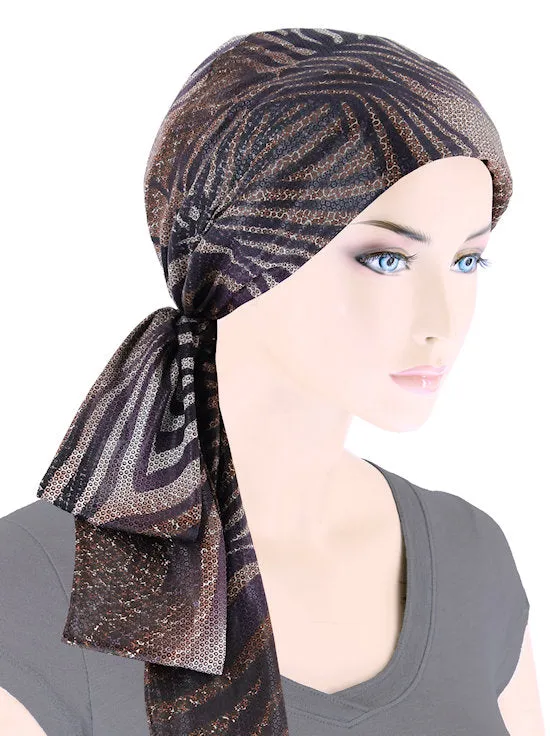 Head Wrap Scarf Purple Brown Stripe Animal