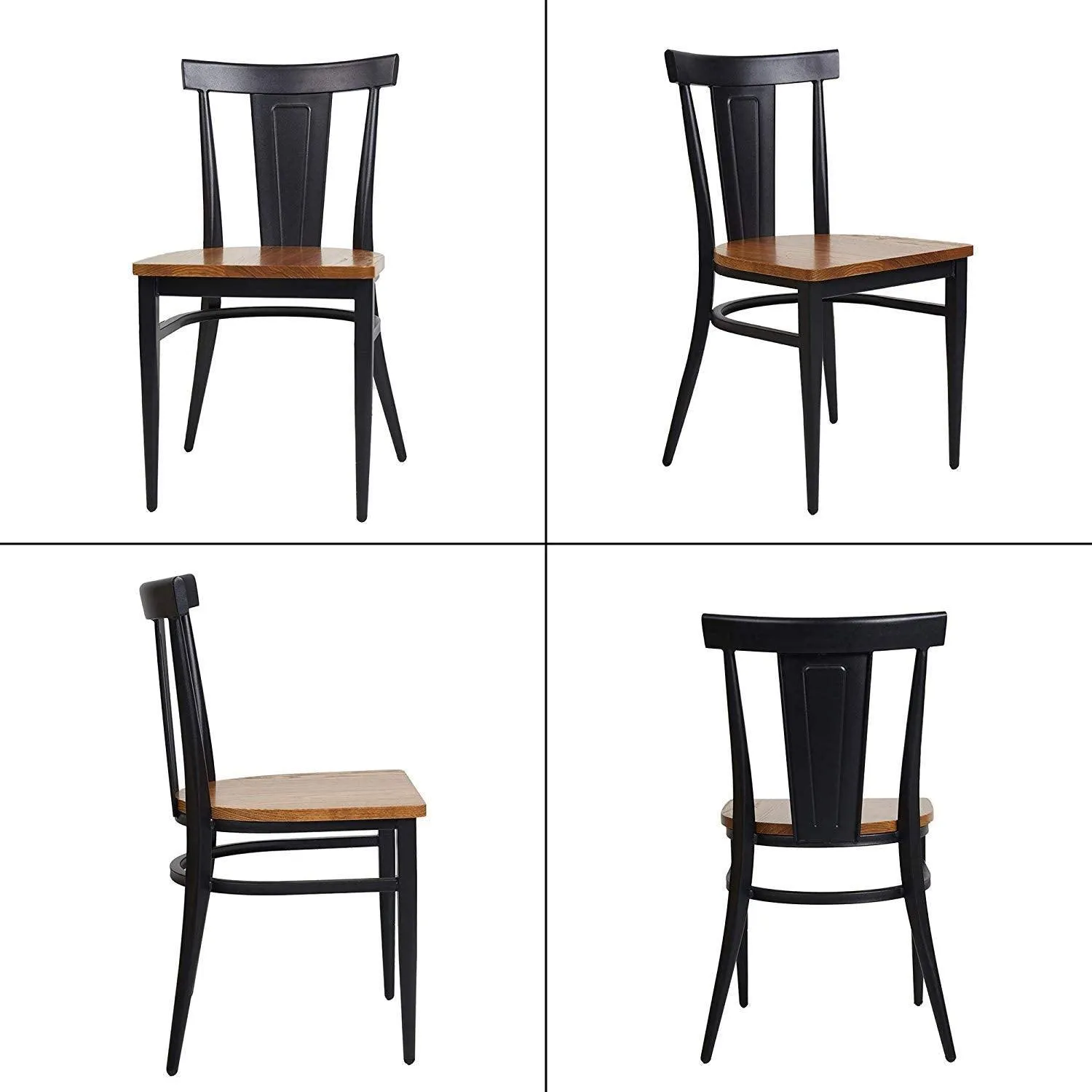 Heavy Duty Dining Chairs Set of 8 with Wood Seat and Metal Frame Restaurant Chairs for Commercial and Residential Use