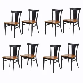 Heavy Duty Dining Chairs Set of 8 with Wood Seat and Metal Frame Restaurant Chairs for Commercial and Residential Use