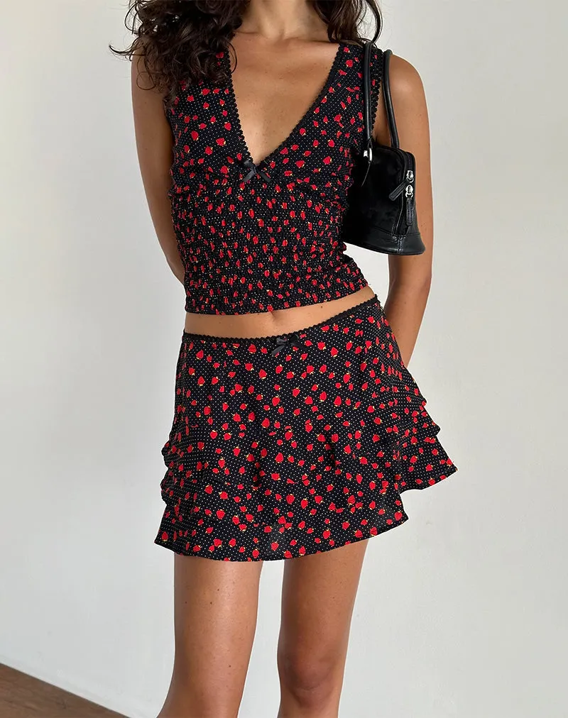 Hevalis Top in Strawberry Polka Black