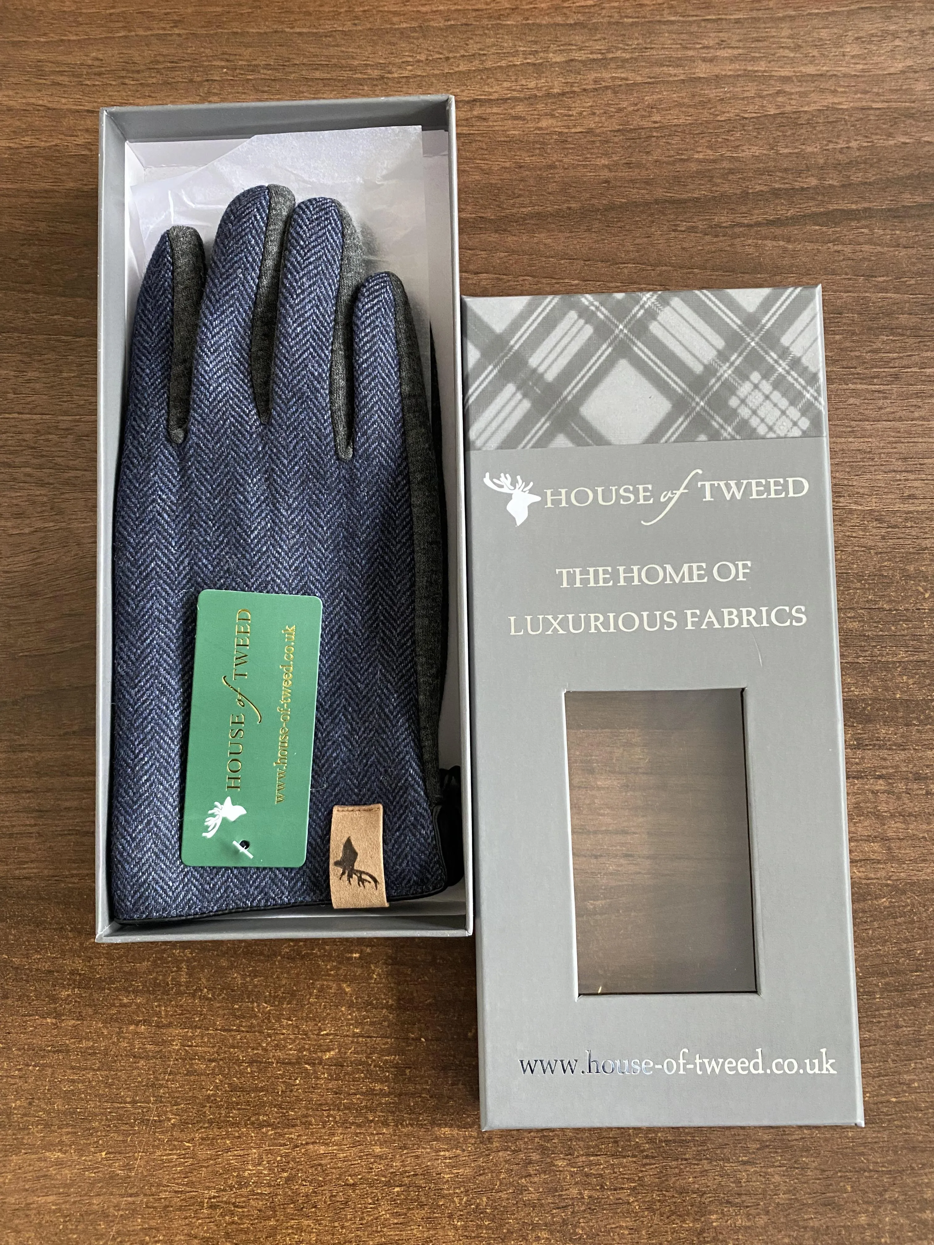 House Of Tweed Mens Herringbone Soft Gloves One Size