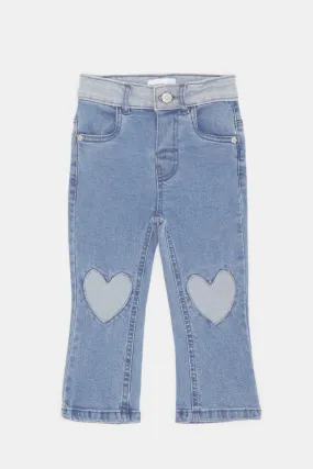 Infant Girls Heart Patch Flared Jeans