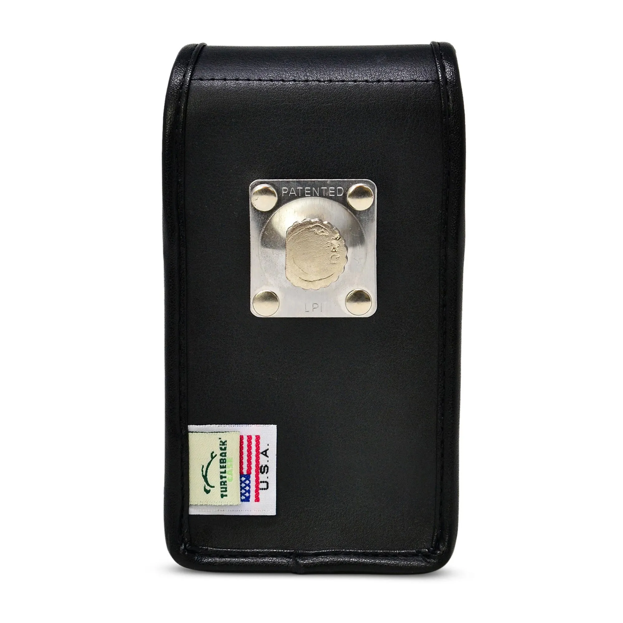 iPhone 12 Mini Turtleback Black Leather Holster w/Heavy Duty Vertical Metal Belt Clip - 15-08268