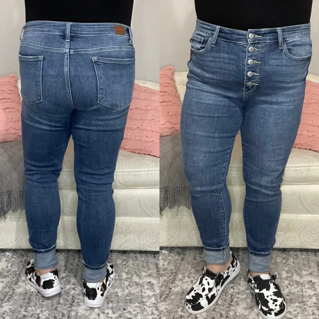 Judy Blue High Waist Button Fly Skinny Jeans